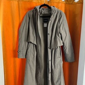 90’s Vintage Olive Green Outbrook Duster Coat With Hood 6P